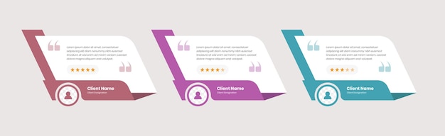 Trolley style abstractly designed web card for customer feedback or client reviews infographic