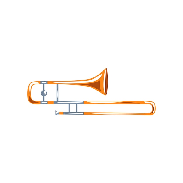 Trombone, classical music wind instrument vector Illustration isolated on a white background.