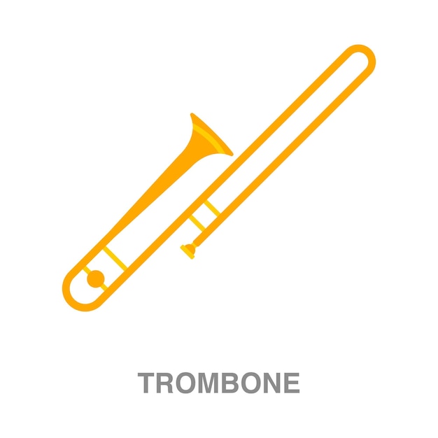 Trombone music instrument flat illustration