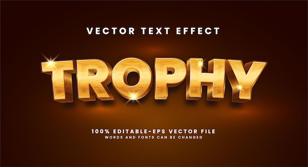 Trophy 3D text effect. Editable text style effect with gold theme.