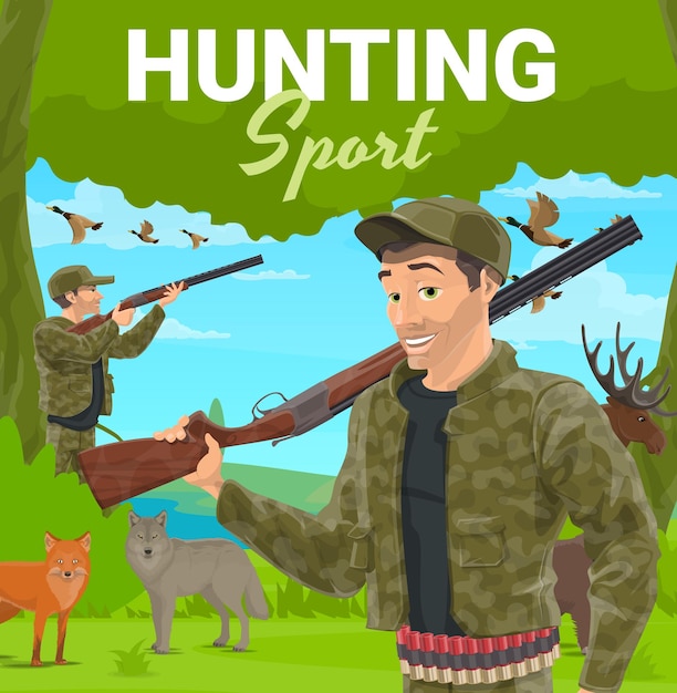 Trophy animal hunting sport holding double rifle