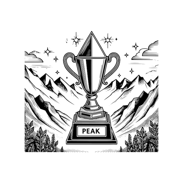 Vector trophy award vector logo silhouette design black and white