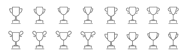 Trophy cup icon set Trophy icon set Champion cup Winner prize Trophy symbol Champion trophy