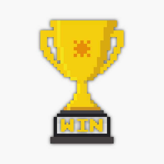 trophy cup pixel in vector illustration for game and cross stitch patterns