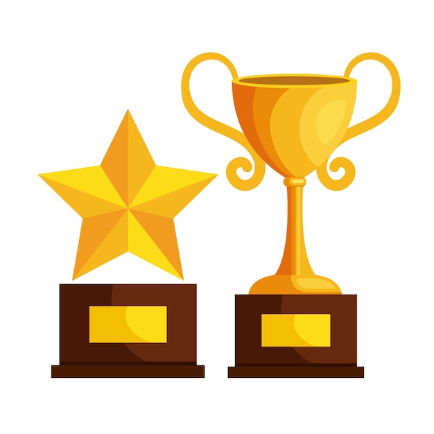 trophy cup and star award icon vector illustration design