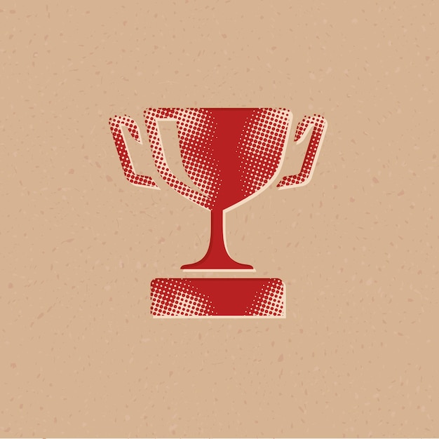 Vector trophy halftone style icon with grunge background vector illustration