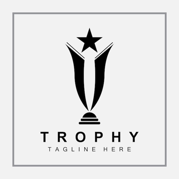 Trophy Logo Design Award Winner Championship Trophy Vector Success Brand