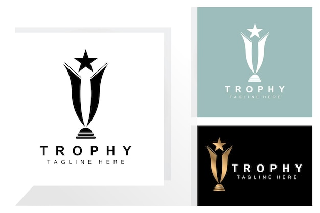 Trophy Logo Design Award Winner Championship Trophy Vector Success Brand