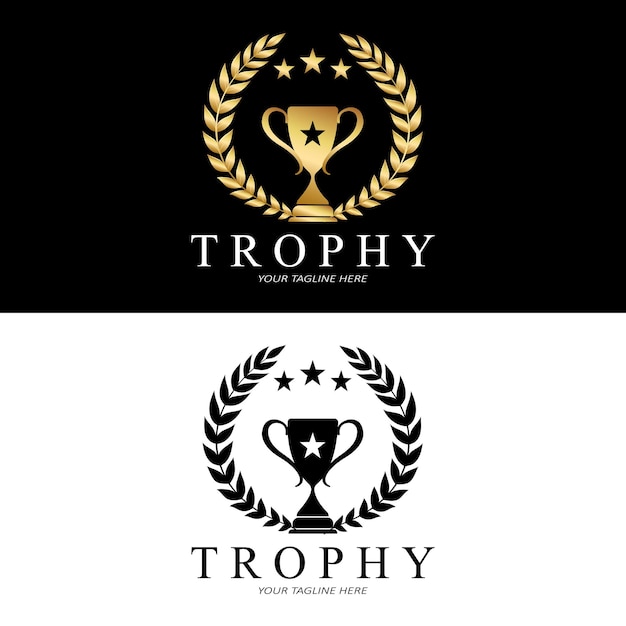 Vector trophy logo design award winner championship trophy vector success brand