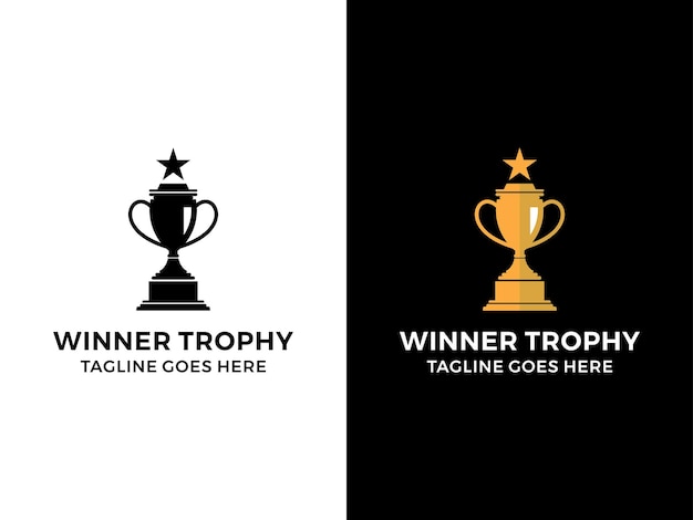 Trophy logo icon vector champions trophy for winner award