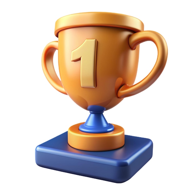 a trophy with the number 1 on it