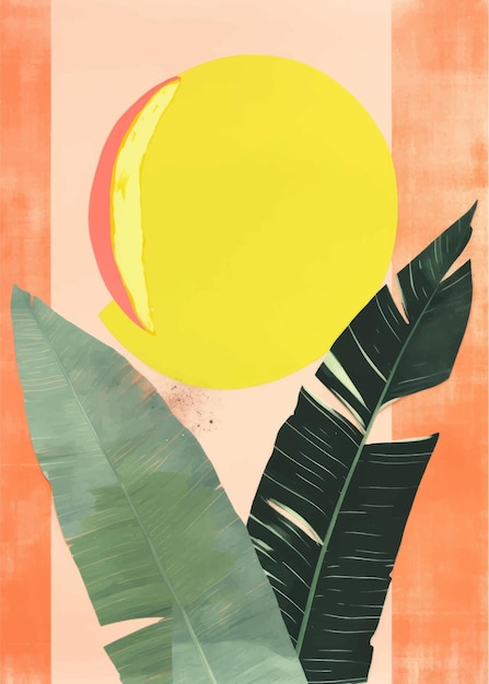 Vector tropical abstract sun leaves