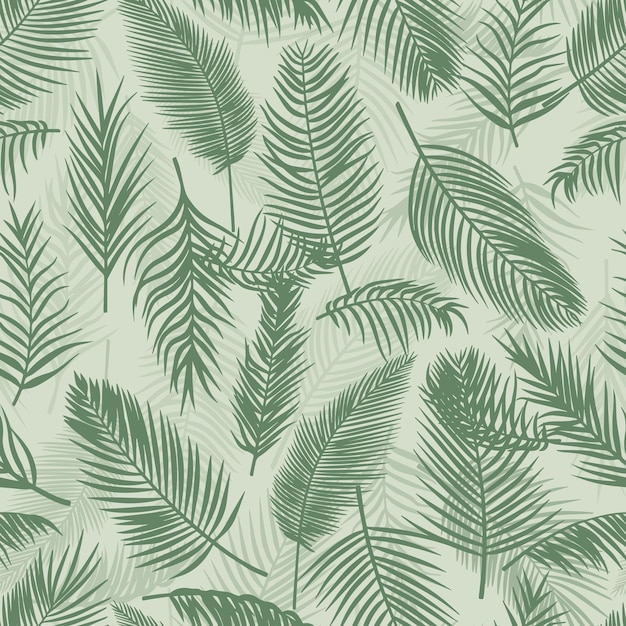 Tropical background palm leaves vector seamless pattern