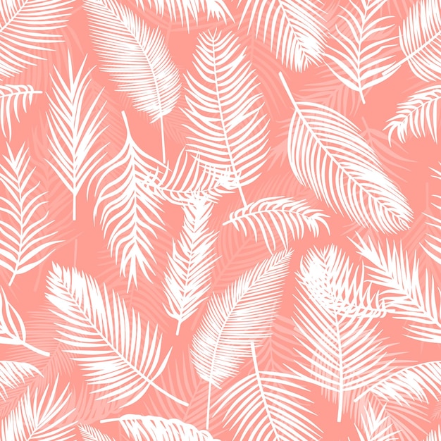 Tropical background palm leaves vector seamless pattern