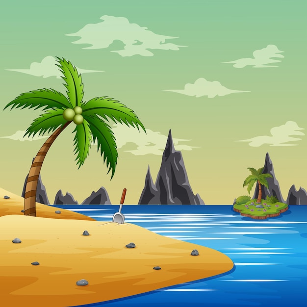 Tropical background with blue ocean and sunny beaches