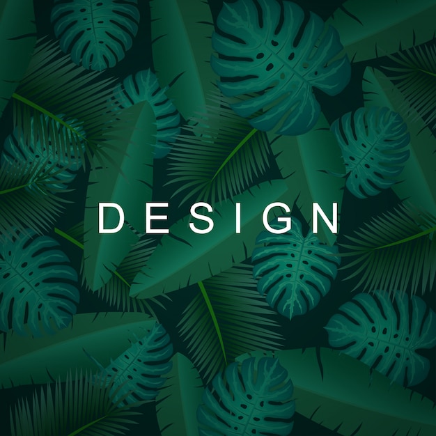 Tropical background with jungle plants. Exotic pattern with palm leaves