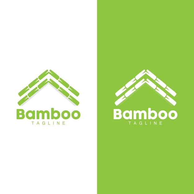 Tropical Bamboo Forest Logo Tree Trunk and Leaf Design Vector Illustration Symbol