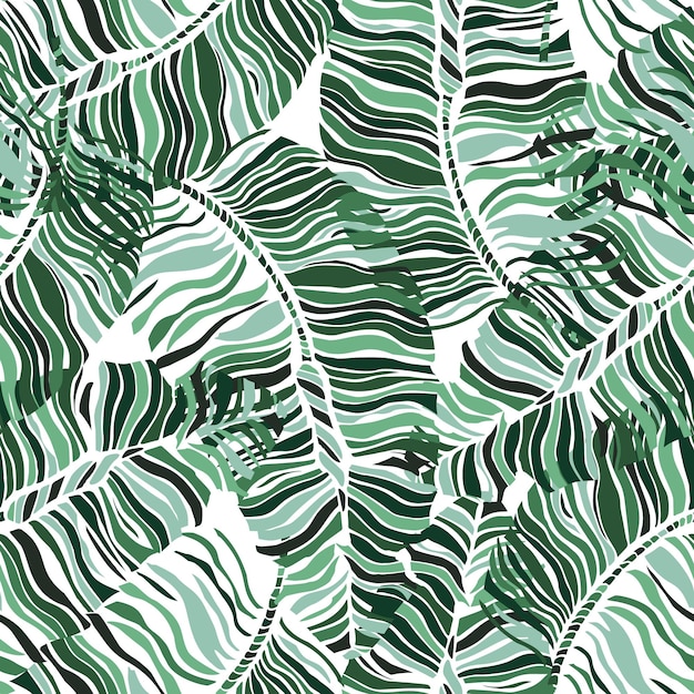 Tropical banana leaf seamless pattern Jungle leaves background