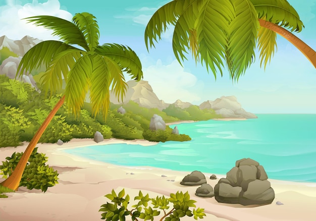 Tropical beach illustration