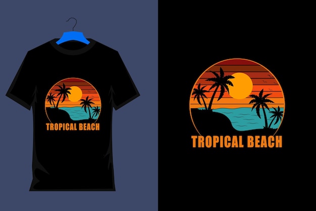 Tropical Beach Retro T Shirt Design