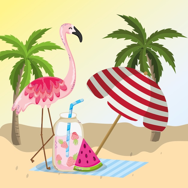 tropical beach scenery theme cartoon