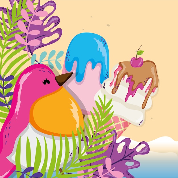 tropical beach scenery theme cartoon