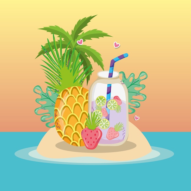 tropical beach scenery theme cartoon