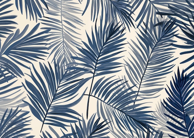 Vector tropical blue palm leaves pattern