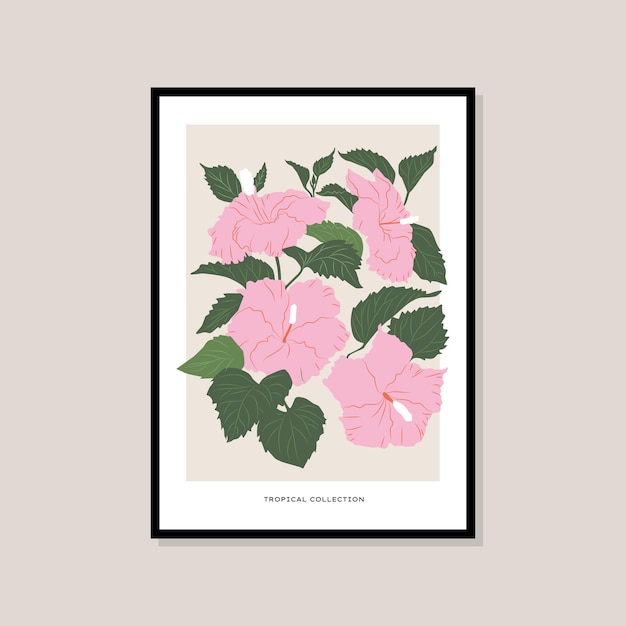 Tropical and botanical hand drawn print poster for your wall art collection