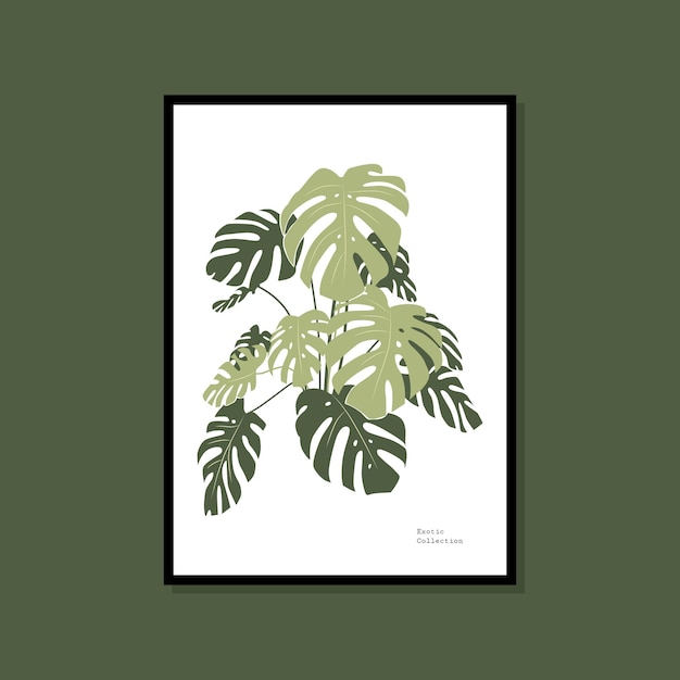 Tropical and botanical hand drawn print poster for your wall art collection