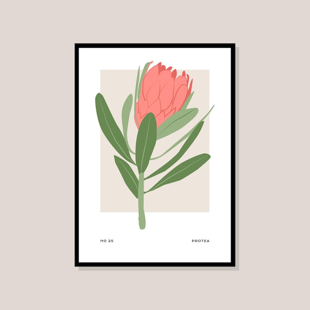 Tropical and botanical hand drawn print poster for your wall art collection