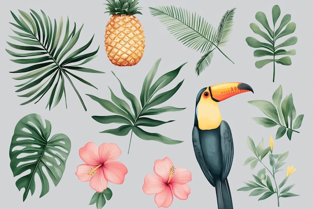 Vector tropical clipart elements including palms