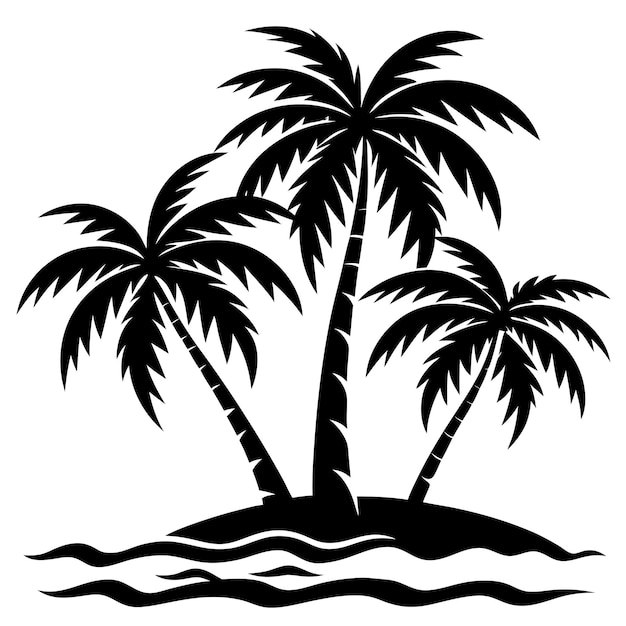 Vector tropical coconut palm tree silhouette vector illustration