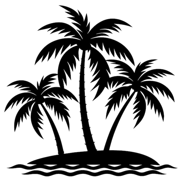 Vector tropical coconut palm tree silhouette vector illustration