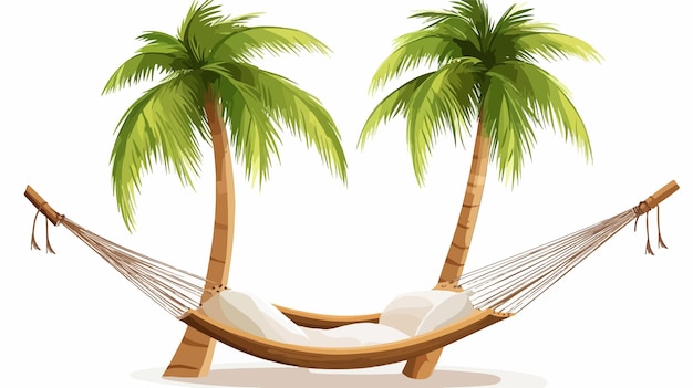 Tropical Coconut Tree and Hammock Vector for Summer Elements