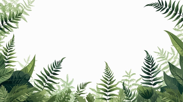 Tropical Fern Leaves Frame Trendy Summer Exotic Botanical Foliage