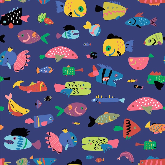 Tropical fish vector seamless pattern