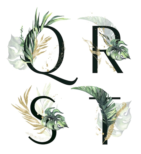 Tropical floral Alphabet collection