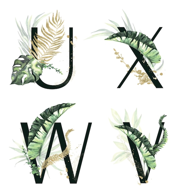 Tropical floral Alphabet collection