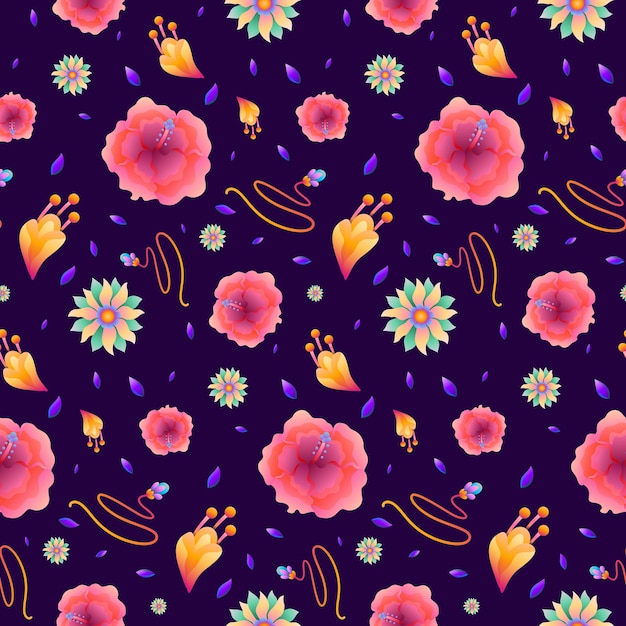 Tropical Flower Vector Seamless Pattern