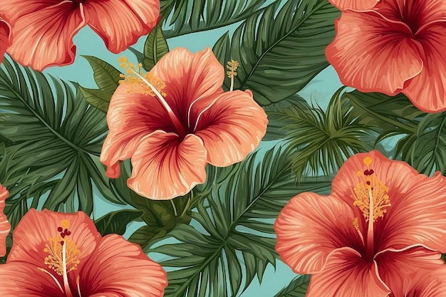 tropical flowers on a blue background