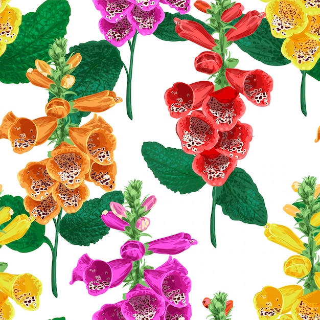 Tropical Flowers Seamless Pattern Background