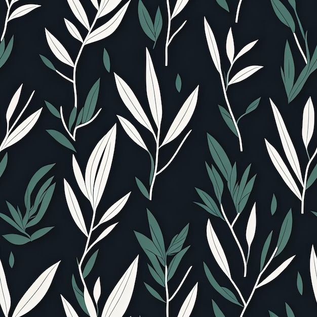 Tropical Foliage Seamless Pattern Leafy Background with Intricate Illustrations