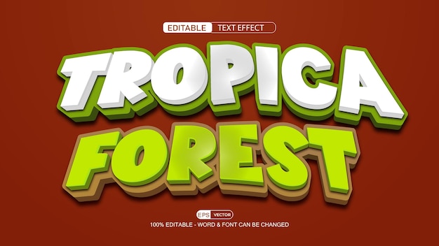 Tropical Forest Editable Text Effect Vector With Cute Background