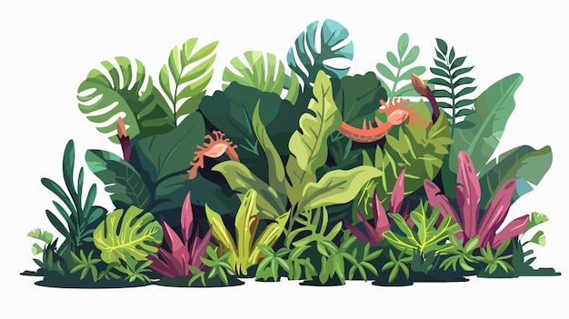 Vector tropical forest plants flat vector style isolated image