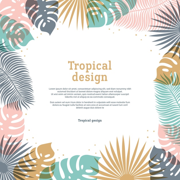 Tropical frame in pastel colors