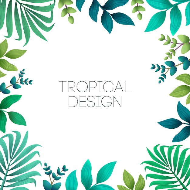 tropical frame with exotic palm leaves