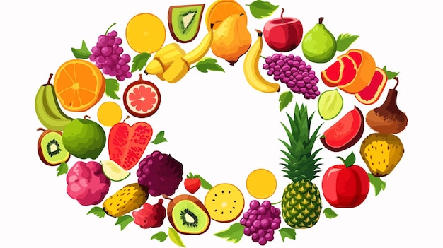 Vector tropical fruit circle composition with man