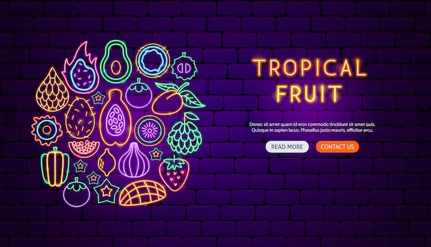 Tropical Fruit Neon Banner Design