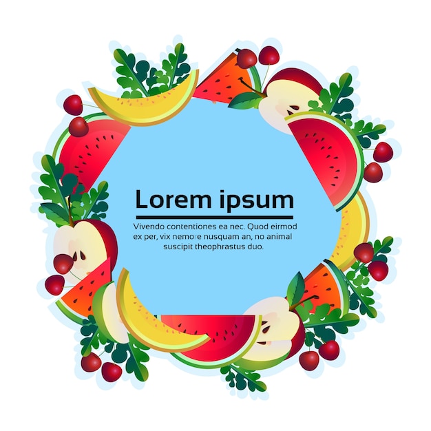 tropical fruits colorful circle copy space organic 